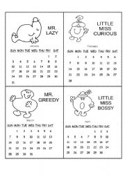 English Worksheet: Mr men and little Miss 2010 calendar 