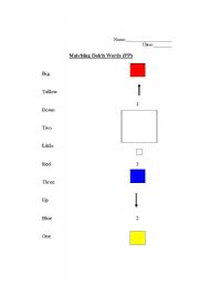 English Worksheet: Matching Dolch Words Pre-Primer