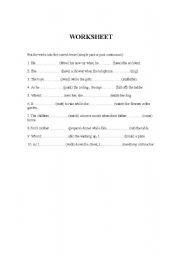 English Worksheet: past simple vs. past continuous