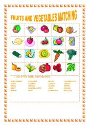 FRUITS AND VEGETABLES MATCHING - ESL worksheet by worlds_diamond