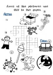 a crossword game to practise some words for young learners