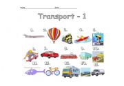 English Worksheet: Transportation Picture Dictionary - Activity 1/2