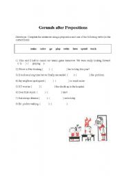 English Worksheet: fill in the blanks (Gerunds) 