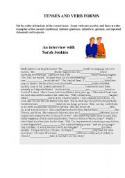 English Worksheet: Tenses and verb forms - reading