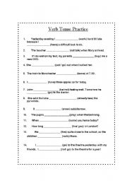English worksheet: Review of Verb Tenses