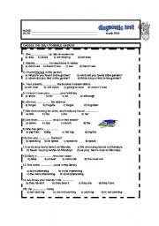 English worksheet: diagnostic test for 4th ESO