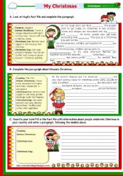 English Worksheet: Christmas Set  (8)  -  Writing a short text: 