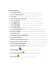 English worksheet: Questions for revision