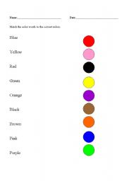 English worksheet: Color Words Matching Worksheet