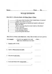 English Worksheet: wh question