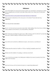 English Worksheet: Halloween mini web-quest