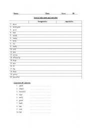 English worksheet: adjectives and adverbes