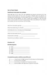 English Worksheet: Test on Present Simple