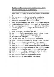 English Worksheet: work sheet on past simple and past continuous