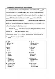 English worksheet: cloze test