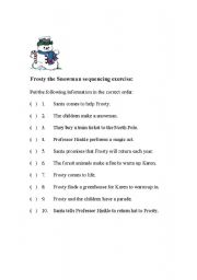 English worksheet: Frosty th Snowman sequencing exercise