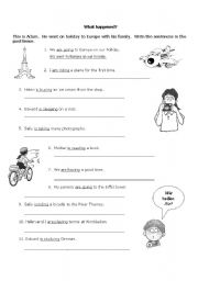 English Worksheet: Present Continuous to Simple Past Revision