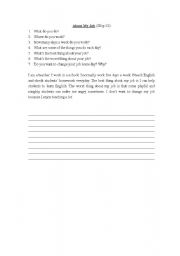 English Worksheet: About My Job