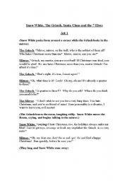 English worksheet: Snow White, The Grinch, Santa Claus and the 7 Elves