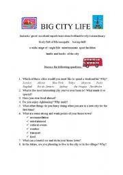 English worksheet: BIG CITY LIFE