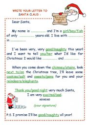 Write your letter to Santa Claus