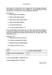 English worksheet: present tense and present continuous tense exercises