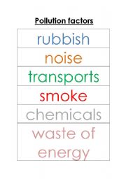 English Worksheet: pollution factors