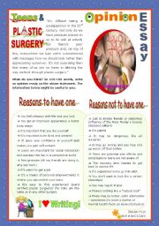 Opinion Essay  -  Teens & Plastic Surgery  -  A Guided  Writing activity for Upper Intermediate/ lower advanced students