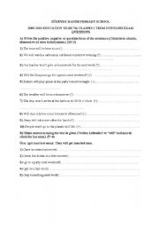 English worksheet: a worksheet for 7th grades