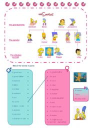 The Simpsons family tree, vocabulary, marital status, exercise