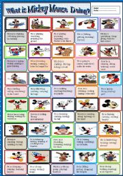 What is Mickey Mouse doing? (action verbs)