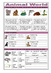 Animal World: Basic Adjectives & Short Answers
