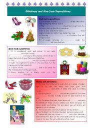 English Worksheet: Christmas and New Year Superstitions