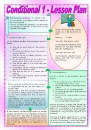 Conditional 1 - Lesson Plan + Reading Comprehension - 2 pages (fully editable)