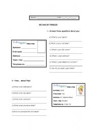 English worksheet: Me and my Friends