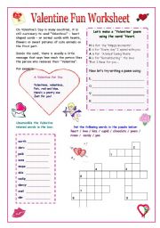 English Worksheet: Valentine Fun Worksheet