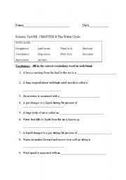 English worksheet: The Water Cycle