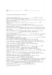 English worksheet: Preopositions-Intermediate-Location 2
