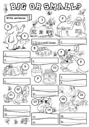 Big and Small Worksheets for kids Template