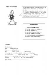 English worksheet: school subjects