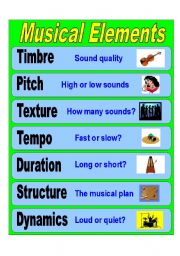 English Worksheet: Musical Elements