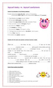 English Worksheet: Present Continuous vs Present Simple