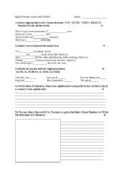 English worksheet: Short test for intermediate students