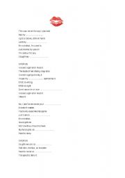 English Worksheet: Song: I kissed the girl