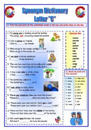 English Worksheet: Synonym Dictionary, Letter C
