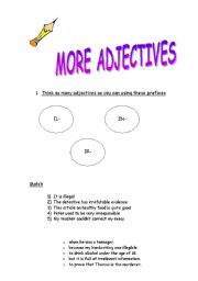 English worksheet: FORMING ADJECTIVES 2