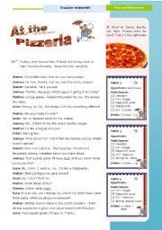 At the Pizzeria  - a 90-minute lesson of my Task  on Food and Restaurants