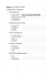 English worksheet: Tenses (Rewrite or Combine