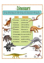 dinosaurs fact worksheet SET 1 (3 pages)
