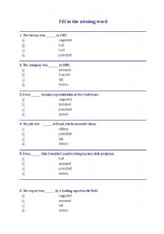 English Worksheet: Multiple verb choice  in passive sentences